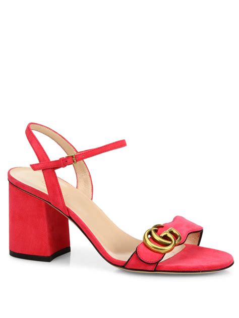 gucci suede sandals pink|Gucci pink sandal heel.